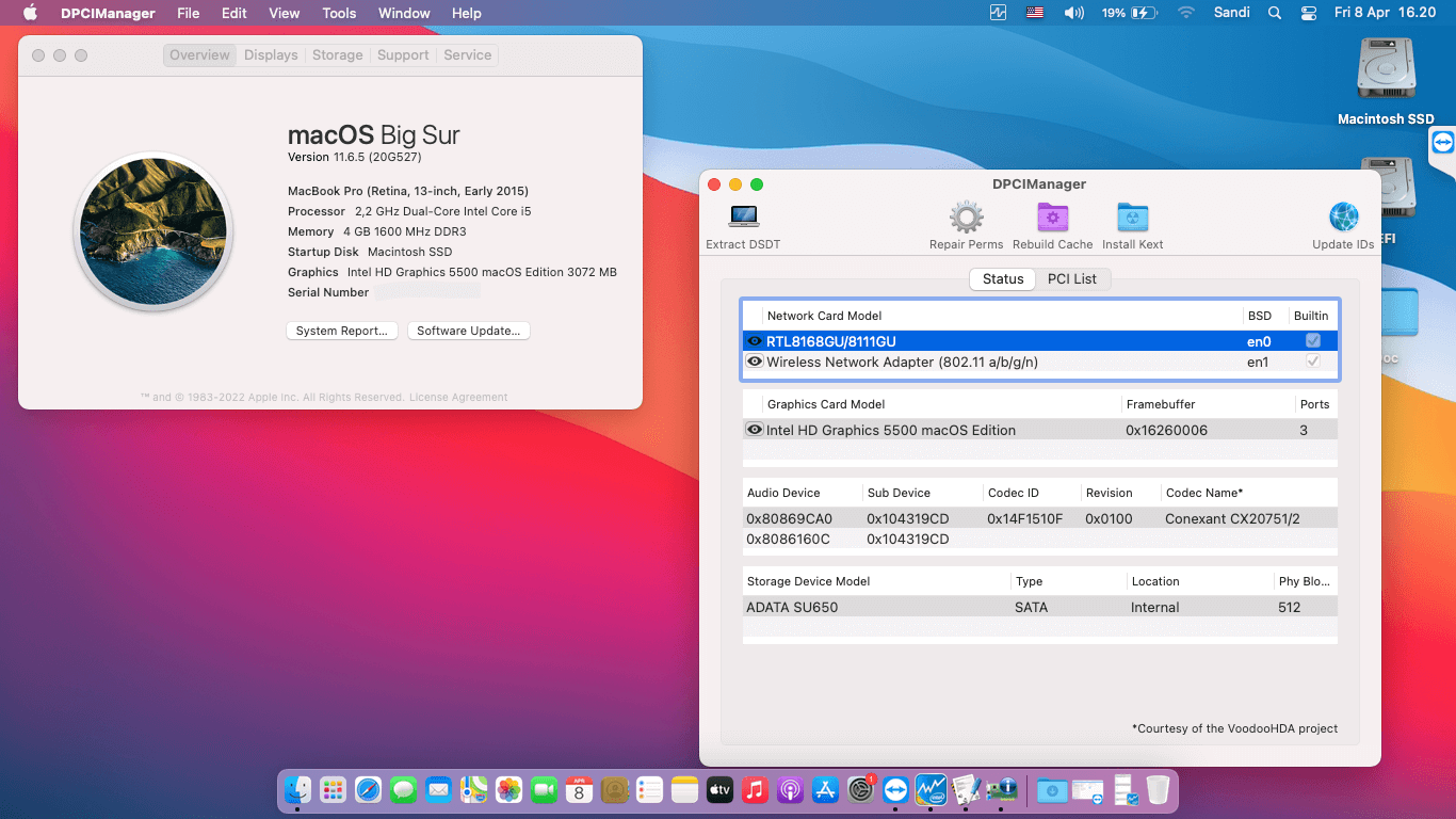 Success Hackintosh macOS Big Sur 11.6.5 Build 20G527 in Asus A455LD-WX162D
